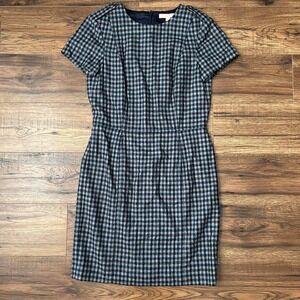 Brooks Brothers Vintage‎ Wool Gingham Sheath Dress Blue Plaid Women 4 Classic